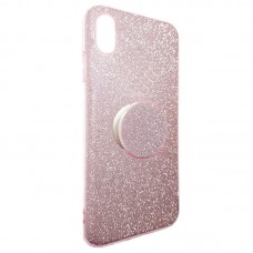 Capa para iPhone X e XS - Gliter New com Popsocket Rosa